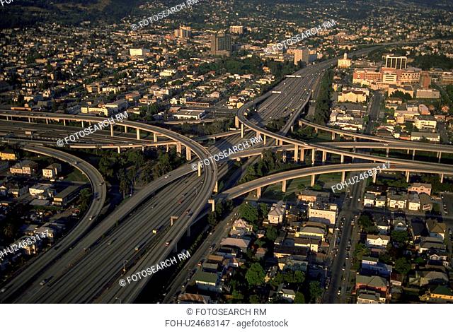 california, view, oakland, city, highway, aerial