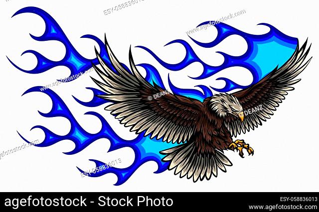 Eagle tattoos with black flames Stock Photos and Images | agefotostock
