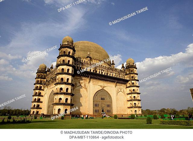 Gol Gumbaz , built in 1659 , Mausoleum of Muhammad Adil Shah ii 1627-57 , dome is second largest one in world which is unsupported by any pillars , Bijapur
