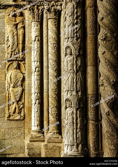 Romanesque Sculptures. Santiago de Compostela Cathedral. Spain
