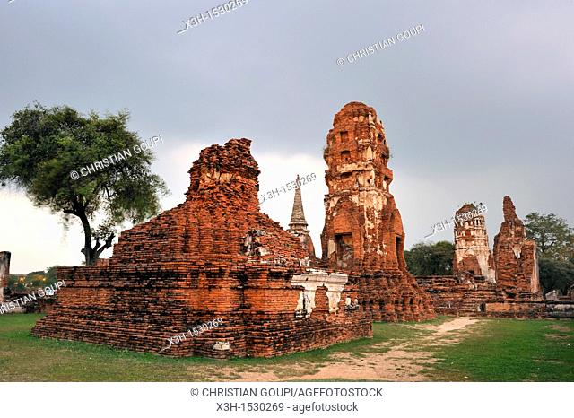 ruins of the ancient monastery-temple Wat Chaiwatthanaram, Ayutthaya, Thailand, Asia