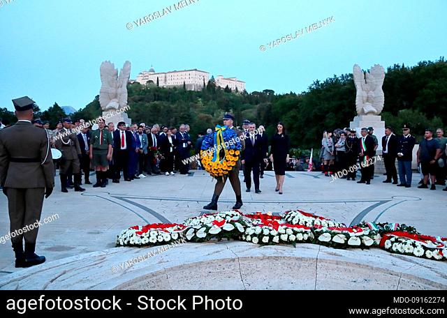 Ukrainian ambassador to Italy Yaroslav Melnyk and his wife attend the commemorative ceremony at the Polish Military Cemetery on the occasion of the 78...