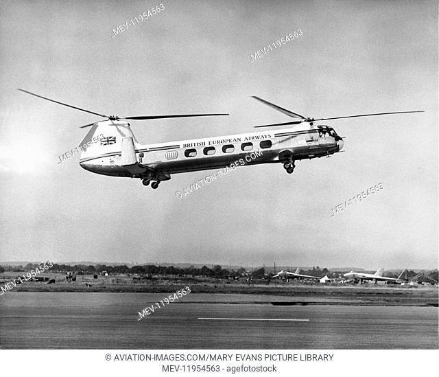 Bea Helicopters British European Airways Second Prototype Bristol Type 173 Mk2 Helicopter Flying at the 1953 Farnborough-Airshow During Handling Trials and...