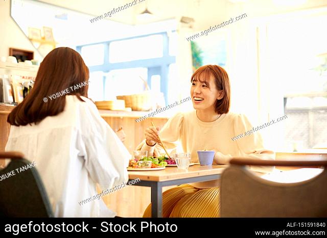 Young Japanese friends at a cafe