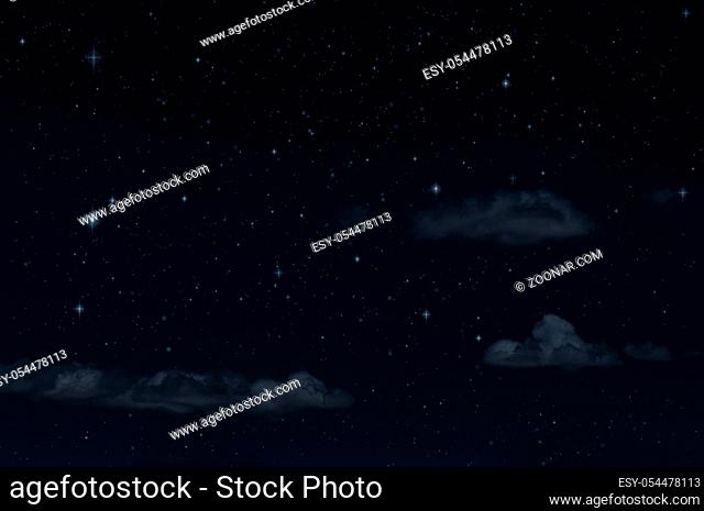 Night starry sky and clouds. Moonlight dark background and stars in the sky. Clean night backdrop