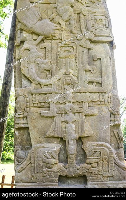 Stele. Quiriguá Archaeological Park and Ruins. Guatemala, Central America