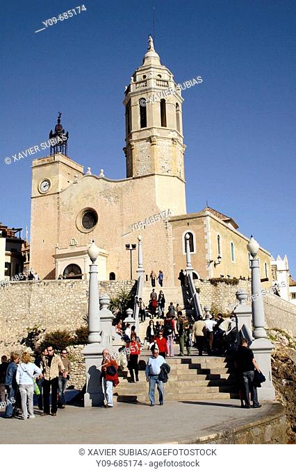 Church of Sant Bartomeu and Santa Tecla (17th century), Sitges. Garraf, Barcelona province, Catalonia, Spain