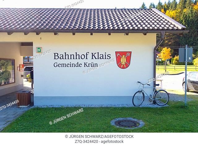 Bavaria's highest station, 933m high, in Klais, municipality of Kruen in the district of Garmisch-Partenkirchen in Upper Bavaria