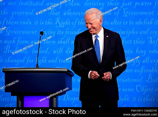 Democratic presidential candidate former Vice President Joe Biden arrives for the final presidential debate with Republican presidential candidate President...