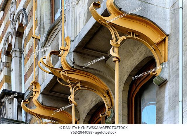 architectural detail - Art Nouveau Victor Horta's own house and atelier designed in late 1890s, together with three other town houses - Hotel Solvay