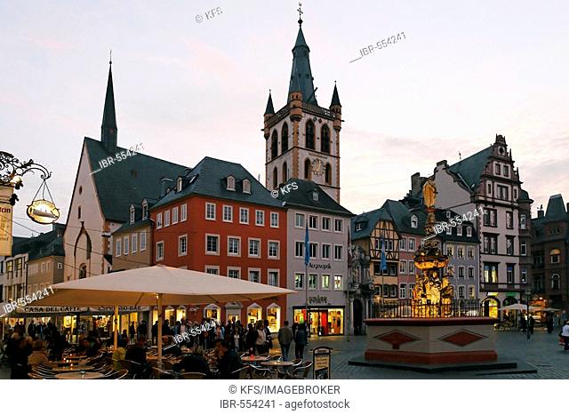 Main market place with St. Gangolf church, Trier, Rhineland-Palatinate, Germany