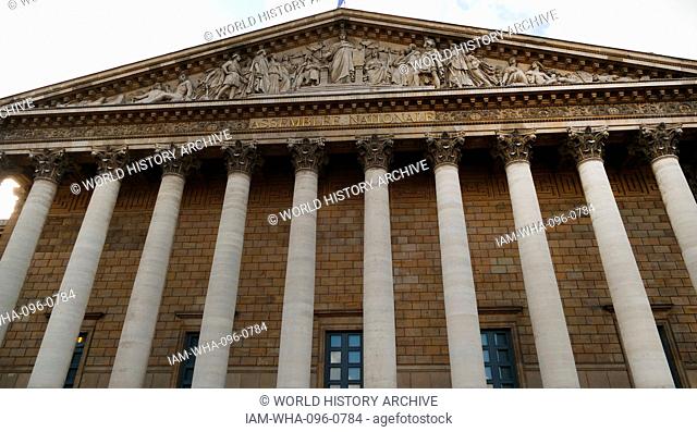 The National Assembly (Assemblée nationale), in Paris, is the lower house of the bicameral Parliament of France under the Fifth Republic