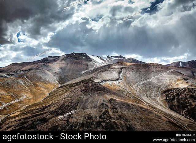 View of Himalayas near Tanglang la Pass, mountain pass in Ladakh along the Leh-Manali highway