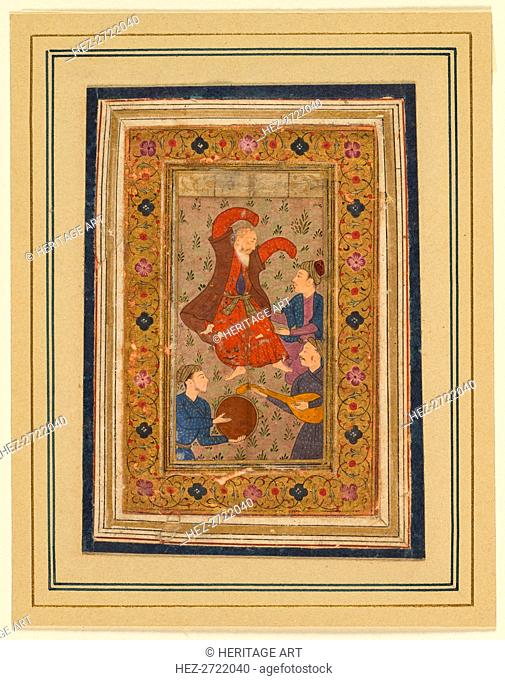 A dancing dervish and three musicians?(Persian, 1555-1591), 1637. Creator: Unknown