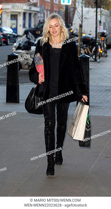 Fearne Cotton arriving at the BBC Radio 1 studios carrying a hot water bottle Featuring: Fearne Cotton Where: London, United Kingdom When: 16 Dec 2014 Credit:...