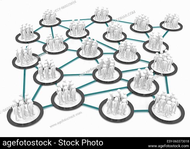 Human Network Connection on White Surface with clipping path