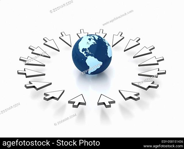 Earth Targeted with White Arrow - Render include the clipping path