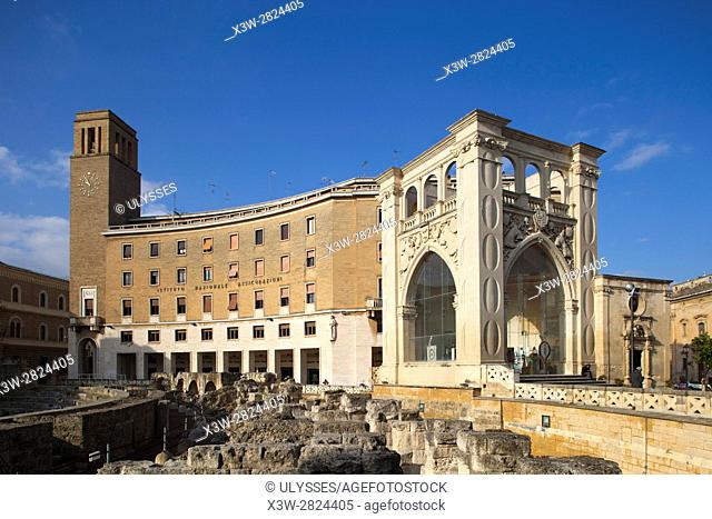 St. Oronzo square and Roman Theatre, Lecce, Puglia, Italy, Europe