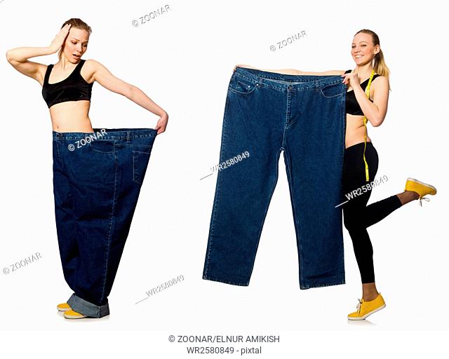 Composite photo of woman in dieting concept