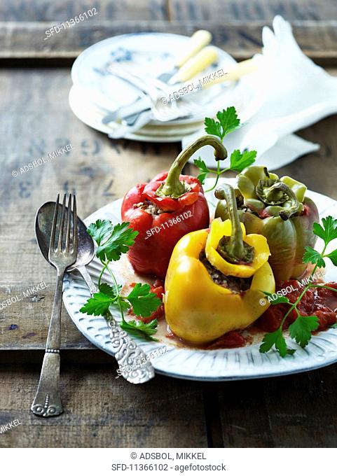 Stuffed peppers with tomato sauce