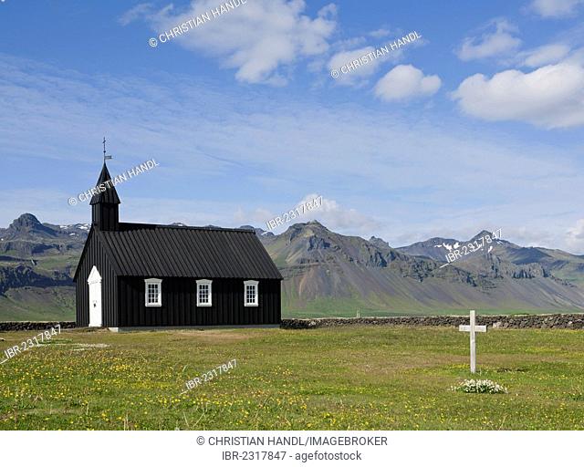 Church of Buðir or Fáskrúðsfjoerður, Snæfellsnes, Snæfellsness, Iceland, Europe