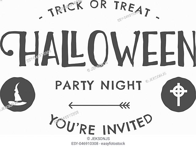 Halloween 2016 party invitation label templates with scary symbols - witch hat and typography elements. Use for party posters, flyers, invitations, t-shirt