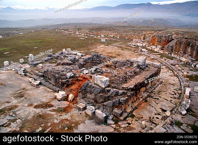 Ruins and mountain in Antiohia Pisidia, Turkey