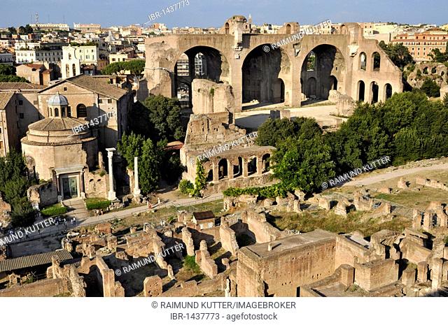 Temple of Romulus or Santi Cosma e Damiano, Basilica of Maxentius and Constantine, Forum Romanum, Roman Forum, Rome, Lazio, Italy, EuropeEurope