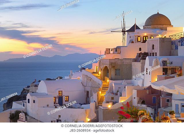 View of Oia, Santorini, Oia Village, Santorini, Aegean Island, Cyclades Islands, Greek Islands, Greece, Europe