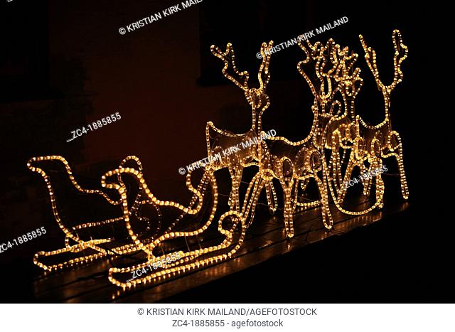 Outdoor christmas decoration: Santa's sleigh  Denmark