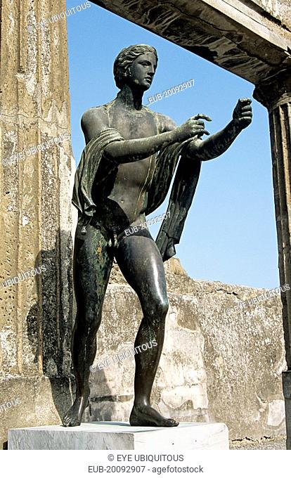 Statue of Apollo. Temple of Apollo. archaeological site near Naples