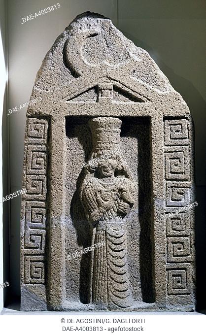 The goddess Cybele, stele relief from Pessinus, Anatolia, Turkey. Phrygian civilisation, 2nd century BC.  Ankara, Anadolu Medeniyetler Muzesi (Archaeological...