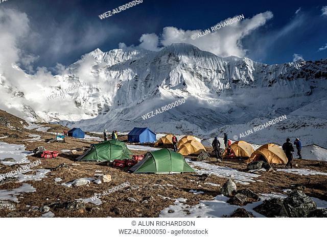 Nepal, Khumbu, Everest region, Island peak base camp with Kali Himal