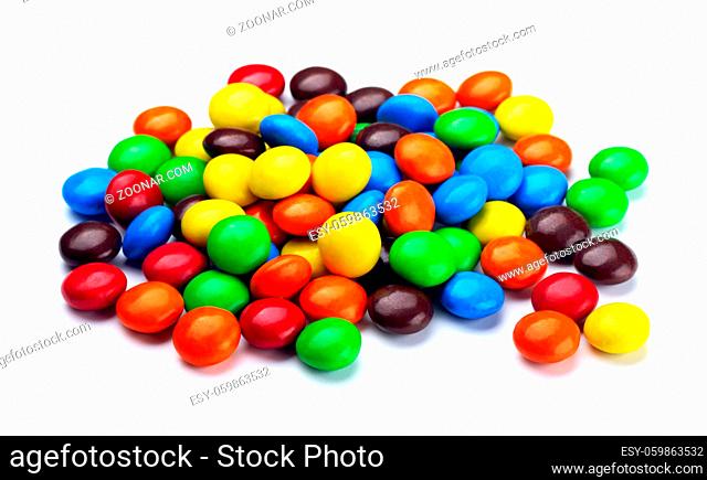 Colorful chocolate candies isolated on a white background