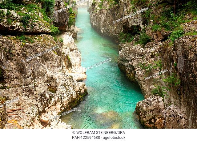 The river Soca near Soca village in Slovenia, pictured on July 07, 2019. Photo: Wolfram Steinberg/dpa | usage worldwide. - Soca/Slovenia
