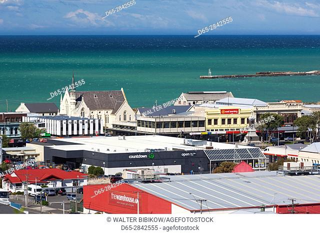 New Zealand, South Island, Otago, Oamaru, elevated town view