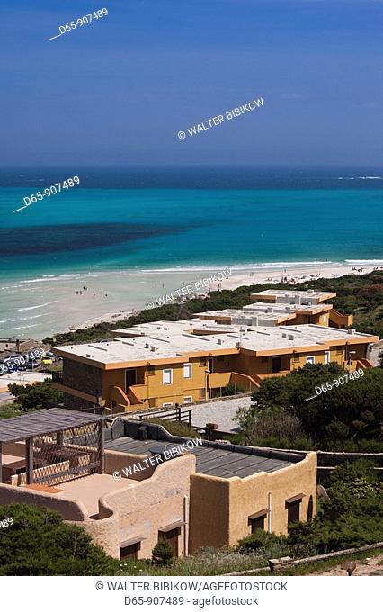 Italy, Sardinia, North Western Sardinia, Capo del Falcone, view of the Spiaggia della Pelosa beach
