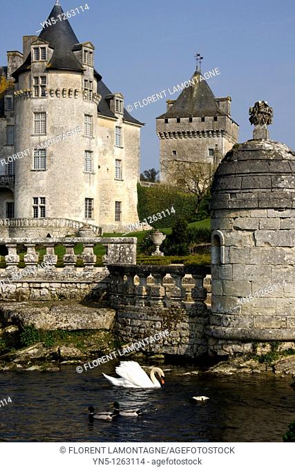France, Poitou Charentes province, Charente Maritime, La Roche Courbon, Castle of La Roche Courbon with its special architecture, garden and park
