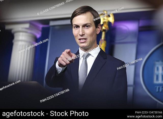 Jared Kushner, Assistant to the President and Senior Advisor, speaks during a news conference in the James S. Brady Press Briefing Room at the White House in...