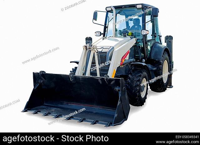 Construction Bulldozer Tractor Excavator isolated on white background