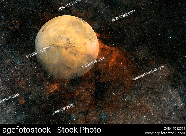 Planet Mars. Solar system. Cosmos art. Elements of this image furnished by NASA
