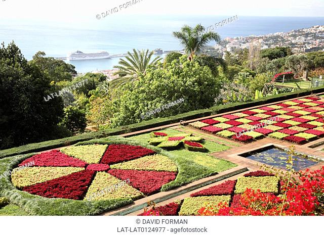 The Botanical Gardens at Quinta de Bom Sucesso are a major visitor attraction on the terraced hillside above Funchal port with a view over the sea