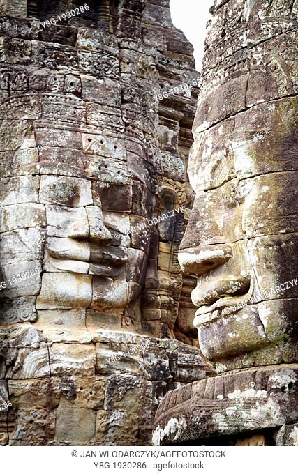 Bayon Temple - stone faces, Angkor Thom, Angkor Temple Complex, Siem Reap Province, Cambodia, Asia