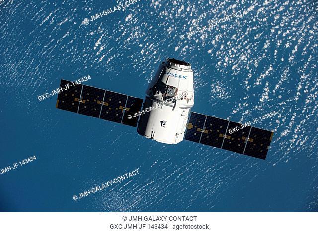 The SpaceX Dragon spacecraft arrives at the International Space Station with nearly 5, 000 pounds of cargo. Instruments to perform the first-ever DNA sequencing...