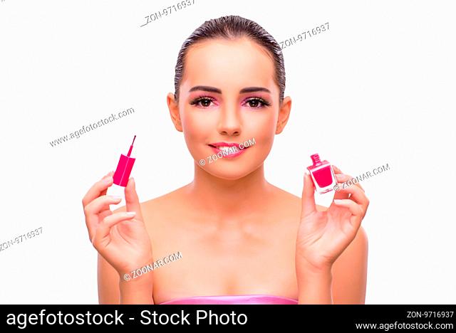 Beautiful woman in make up concept isolated on white