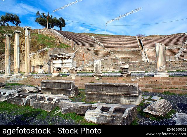 Ruins and old theater in ASklepion, Bergama, Turkey