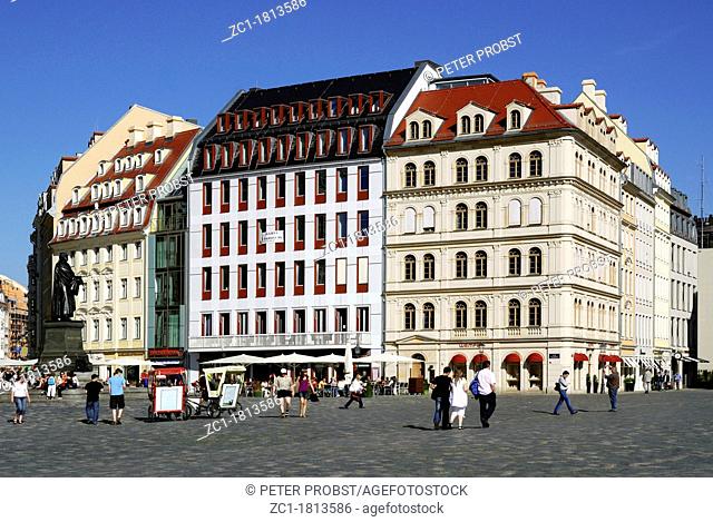 Town houses at the square Neumarkt in Dresden near Frauenkirche - Caution: For the editorial use only  Not for advertising or other commercial use!