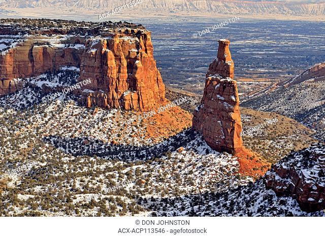Independence Monument in winter, Colorado National Monument, Colorado, USA