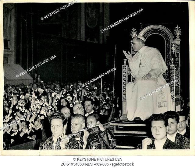 May 04, 1954 - Pope Holds First Public Audience Since His Recent Illness: The Holy Father Pope Pius XII held his first public audience since his recent illness...