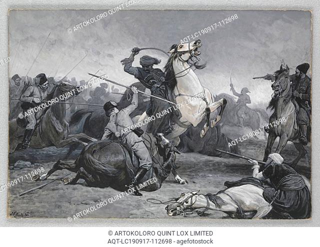 Painting - 'Encounter Between Cossacks and Bashi-Bazouks', John Charlton RA & JD Watson, England, circa 1880, 'Encounter Between Cossacks and Bashi-Bazouks'